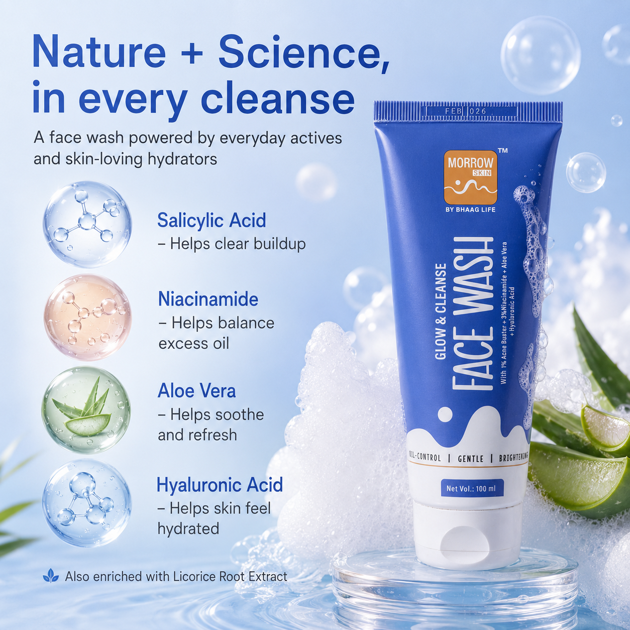 Glow & Cleanse Face Wash Morrow Skin - 100 ML