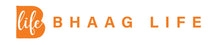 Logo of Bhaag Life with an orange 'B' and 'life' text on a white background
