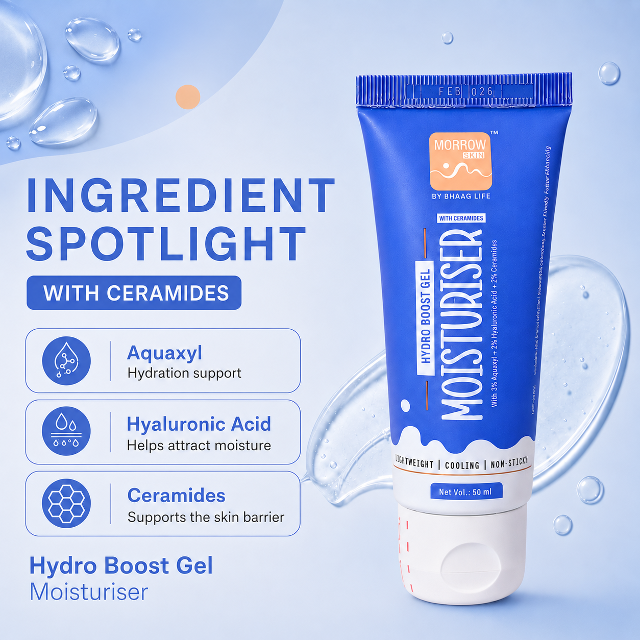 Morrow Skin Hydro Boost Gel Moisturiser Hydration 50 - ML