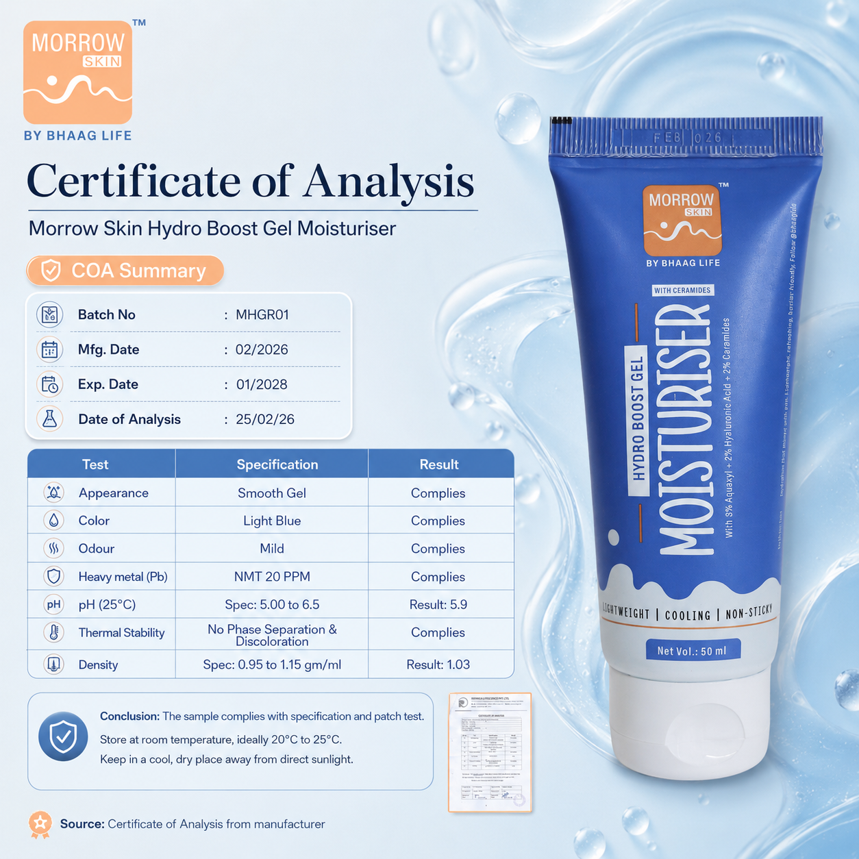 Morrow Skin Hydro Boost Gel Moisturiser Hydration 50 - ML