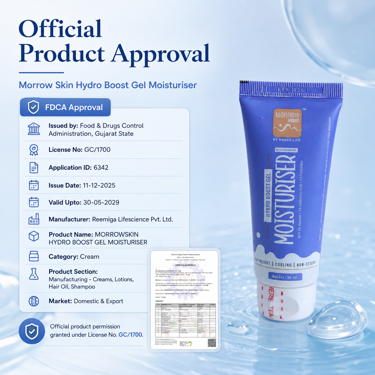 Morrow Skin Hydro Boost Gel Moisturiser Hydration 50 - ML